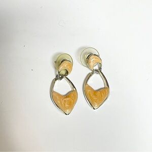 Vintage light orange heart shaped peach colored dangle earrings